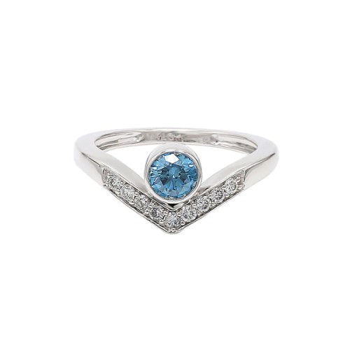 0.50CTTW Blue and White Lab-Created Diamond V Band in 14K White Gold